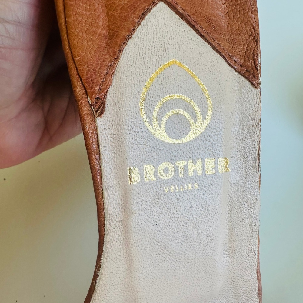 Brother Vellies Brown Leather Slide Mule Heels Size 10 - Picture 4 of 8